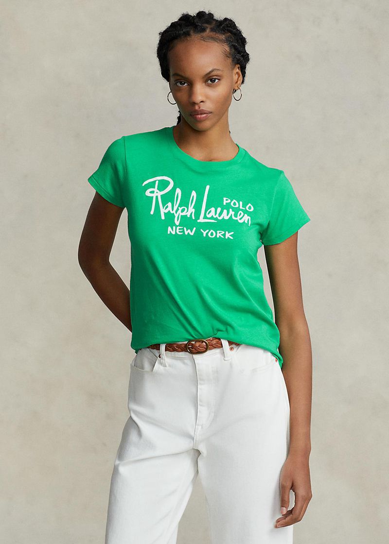 Camiseta Polo Ralph Lauren Mujer Logo Cotton Jersey Chile Verde VORPF-0153